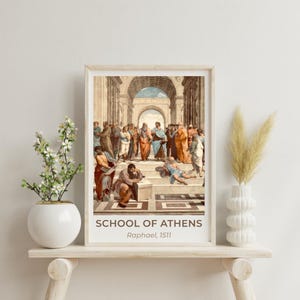 Impression poster École d'Athènes Impression sur toile L'École d'Athènes : fresque de Raphaël, art du Vatican