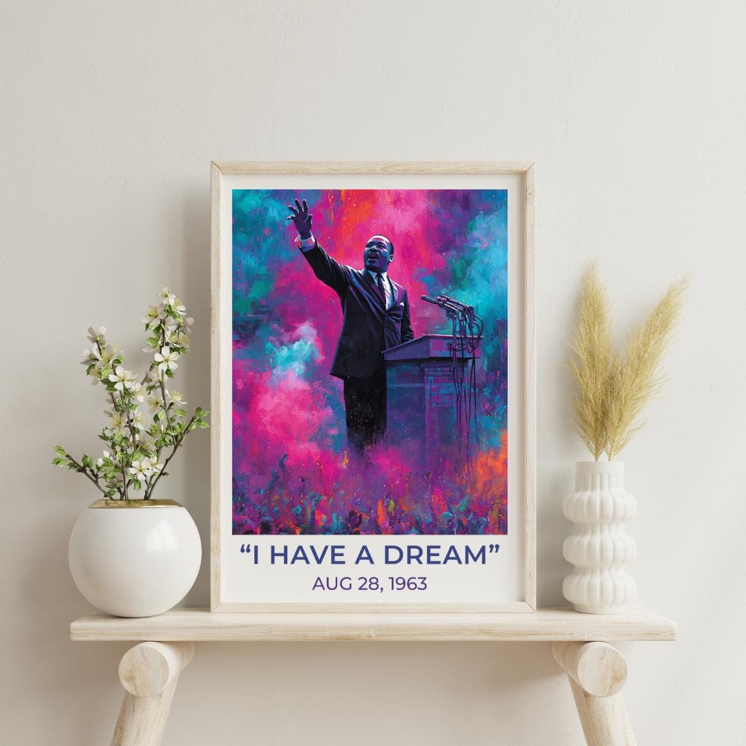 MLK Poster Martin Luther King Jr Print, Black History, Vintage Style ...