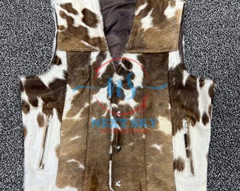 Handmade Cowhide Hair-on Vest: Western Cowboy Leather Vest