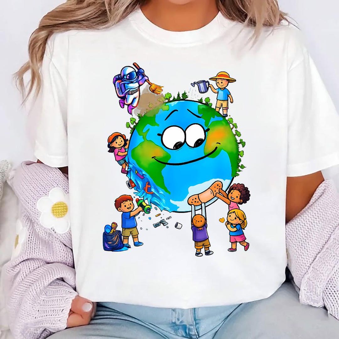 Kids Earth Day Shirt, Clean Heal Save Planet Tee, Eco Friendly