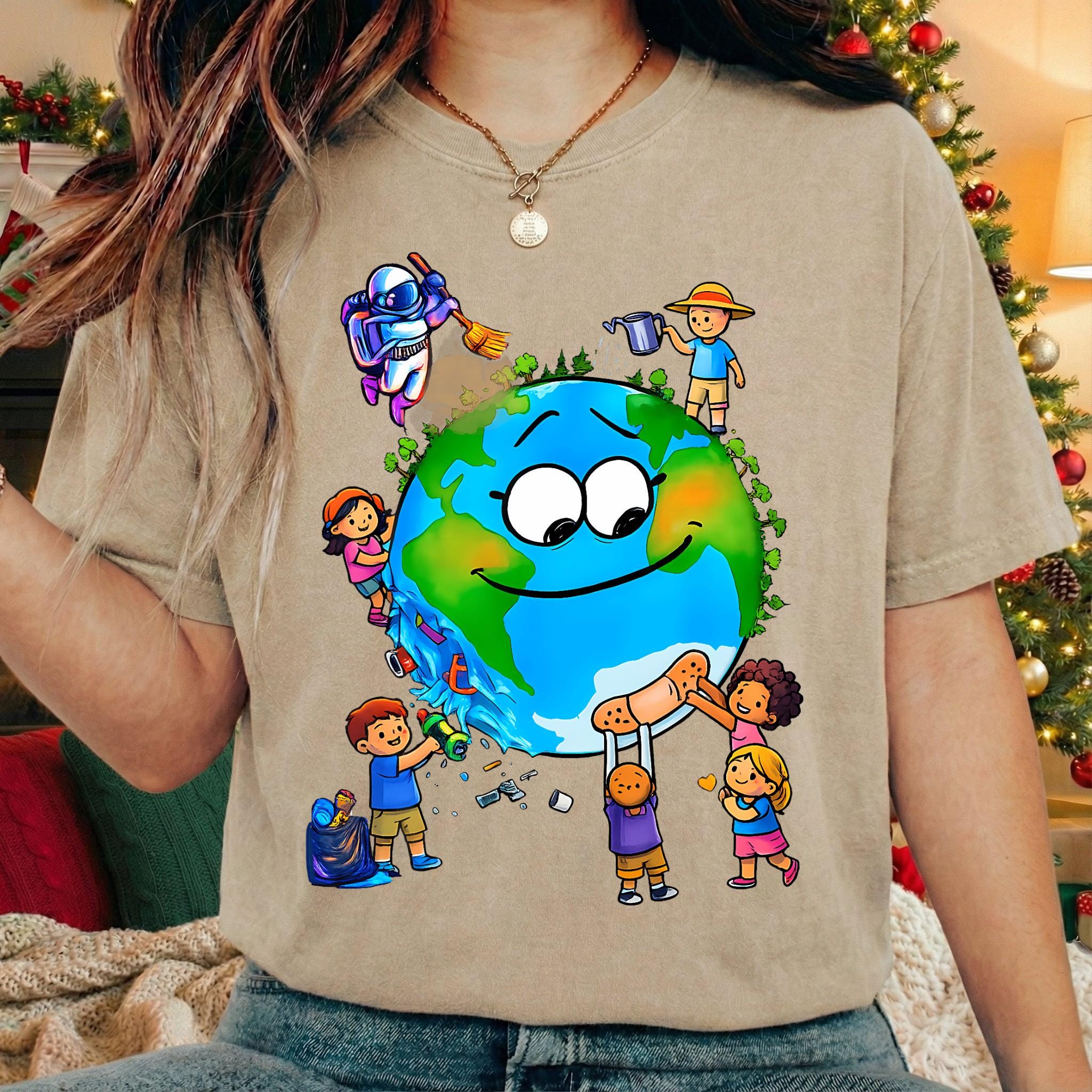Kids Earth Day Shirt, Clean Heal Save Planet Tee, Eco Friendly