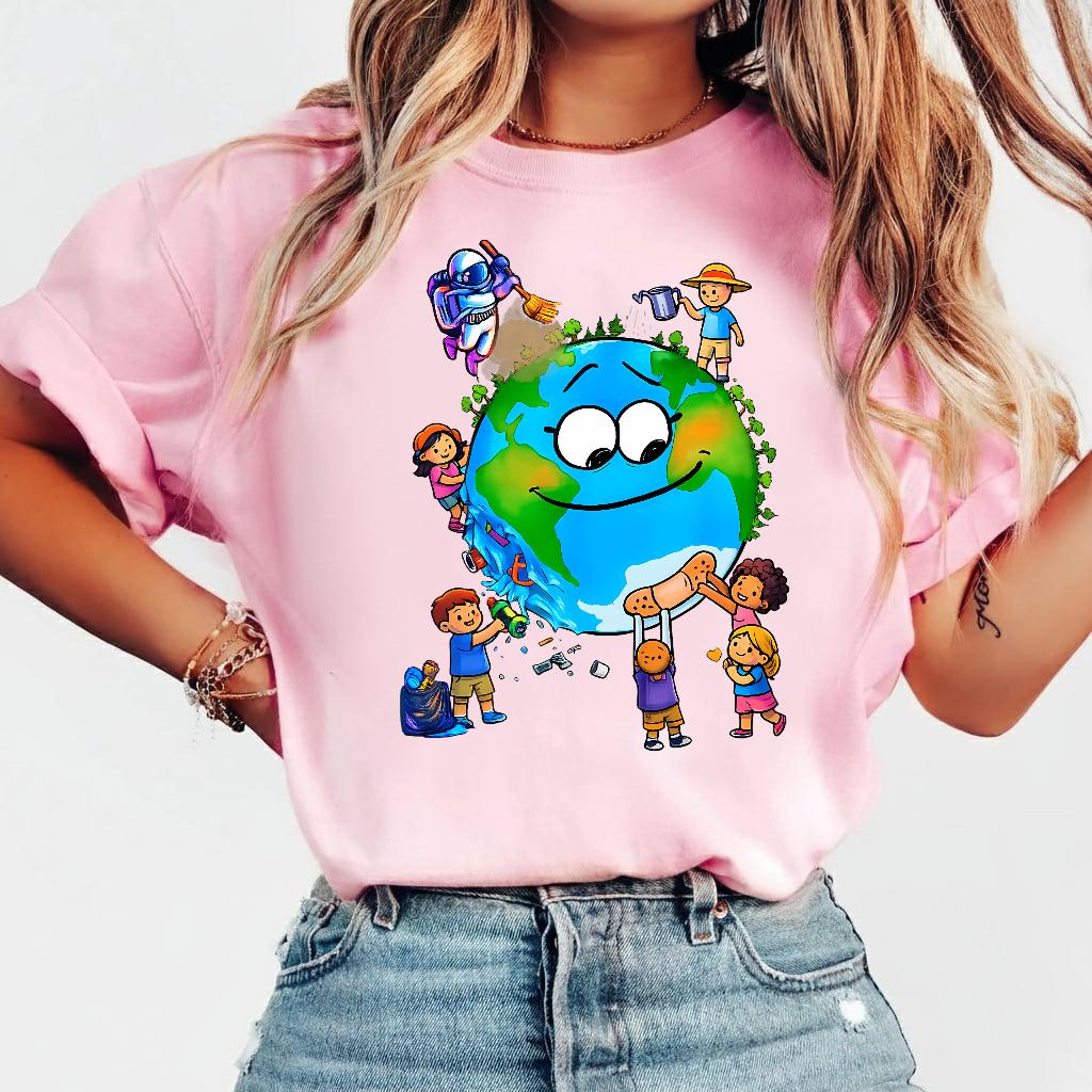Kids Earth Day Shirt, Clean Heal Save Planet Tee, Eco Friendly