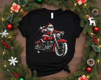 Papá Noel en motocicleta PNG, Papá Noel motero (Descarga digital)