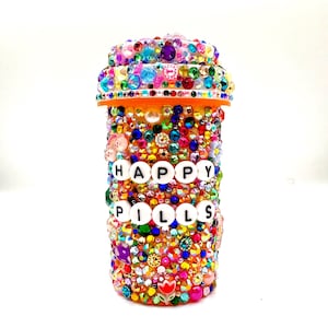 Bedazzled Pill Bottles • Rhinestone Decor • Colorful Kawaii