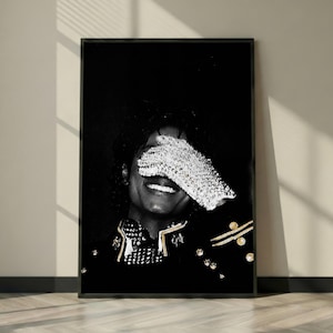Michael Jackson Wall Art Poster, Iconic Pop Legend Glove Portrait Print, Music Icon Black Minimalist Art, Unframed