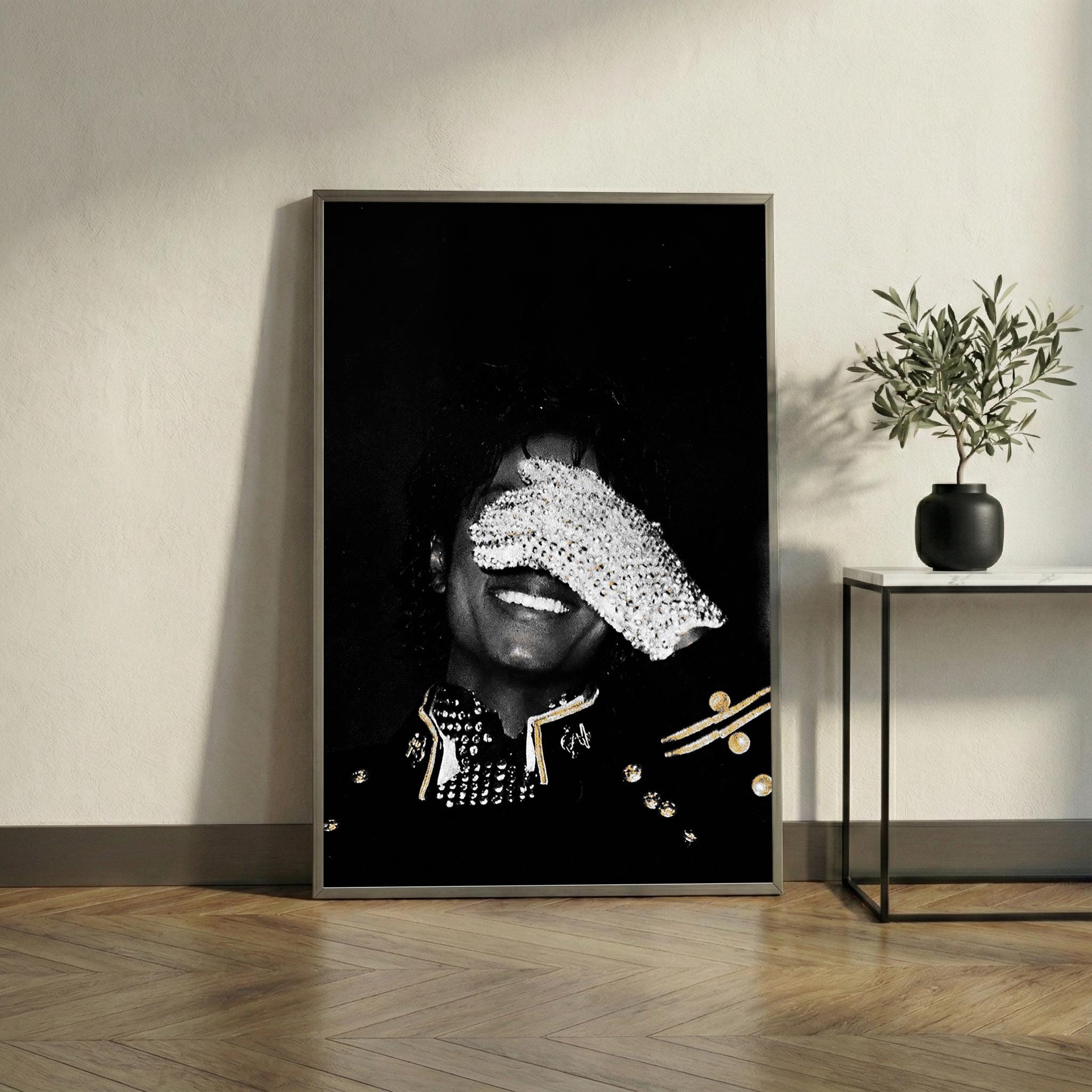 Discover Michael Jackson Wall Art Poster, Iconic Pop Legend Glove Print, Music Icon Black Minimalist Art