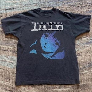 Serial Experiments Lain black anime t-shirt graphic tee 0se HIRT Si Men