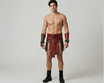 Gladiatorleren rok herenkostuum, lendendoek Romeinse krijger