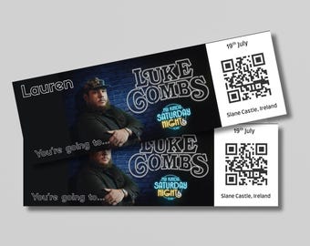 Luke Combs Concert Ticket | Digital Download Only | Souvenir | Personalise Name, Date & Location