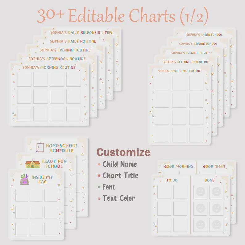 Editable Kids' Daily Routine Cards: Chore Chart, Visual Schedule ...