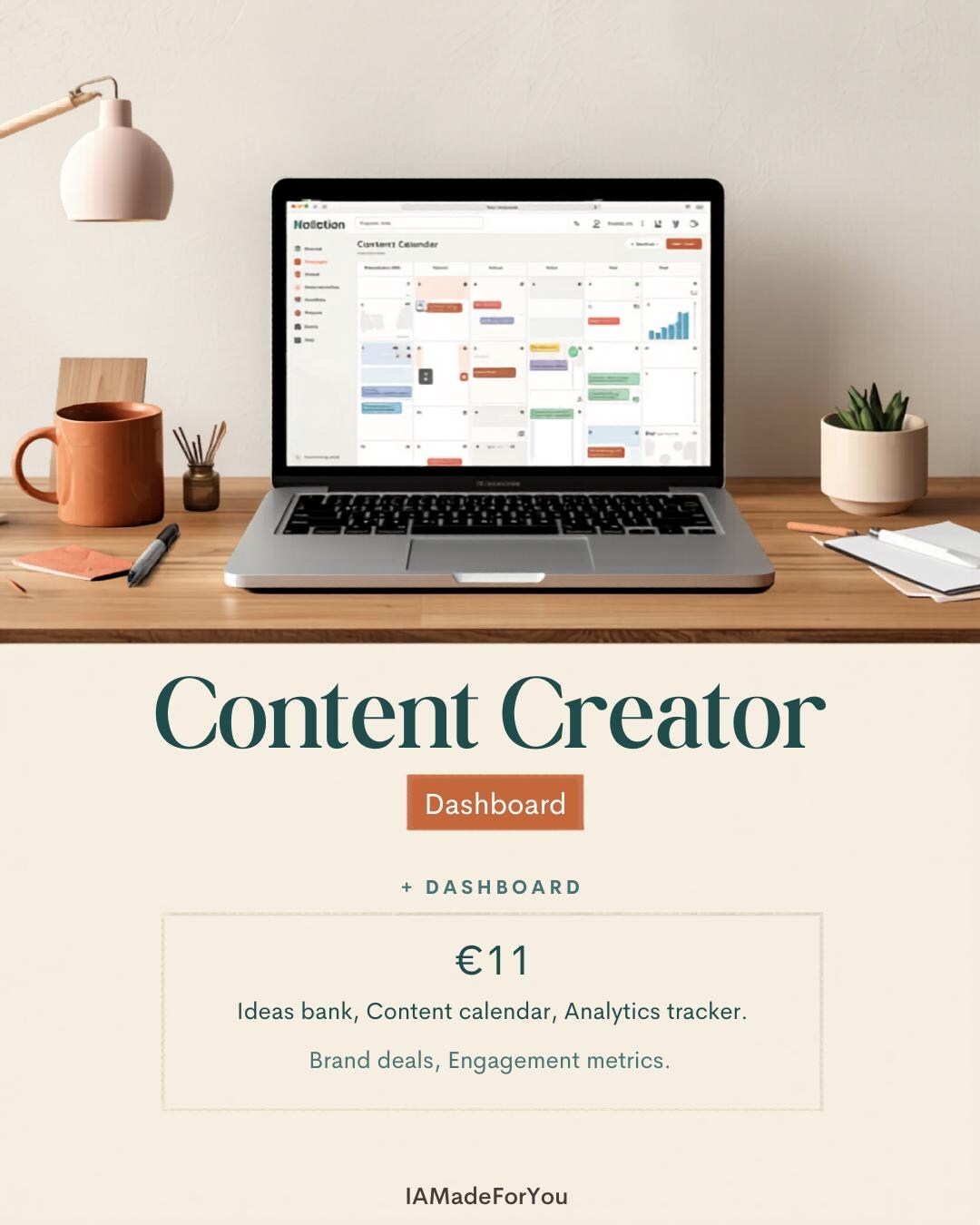 Content Creator Dashboard Notion 2026 — Social Media, Calendar ...
