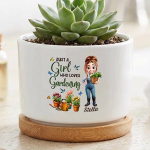 Maceta personalizada para amantes de las plantas, regalo de jardinería personalizado para ella, linda maceta de cerámica con nombre, recuerdo único para el Día de la Madre, decoración de jardín.