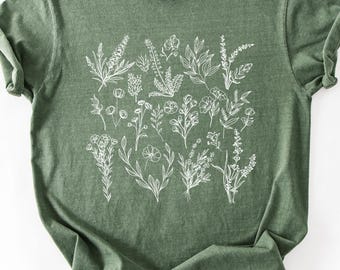 Botanical Shirt, Vintage Wildflower T-shirt, Flower T shirt, Vintage Botanical, Botanical Print, Vintage Flower Shirt, Graphic Shirt