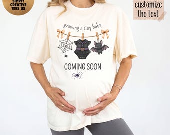 Comfort Colors® Custom Pregnancy Halloween Shirt, Personalized Maternity Tee, Expecting Mom Shirt, Baby Announcement, Spooky Baby