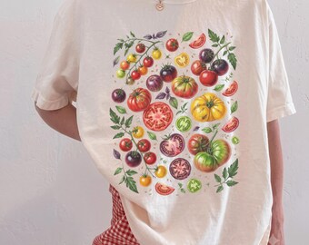 Comfort Colors® Vintage Tomato Shirt, Retro Summer Vegetable Garden Tee, Y2k Nature Graphic T-Shirt, Gardening Gift, Cute Foodie Tee