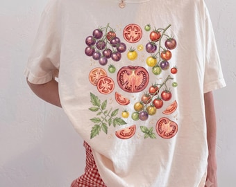 Comfort Colors® Vintage Tomato 90s Graphic T-Shirt, Retro Summer Vegetable Garden Nature Y2k Unisex Shirt