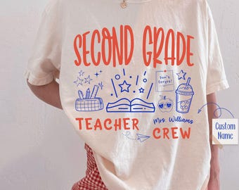 Comfort Colors® Custom Second Grade Teacher Shirt, Teacher Crew Shirt, Personalized 2nd Grade Teacher Tee, Back to School Teacher Gift