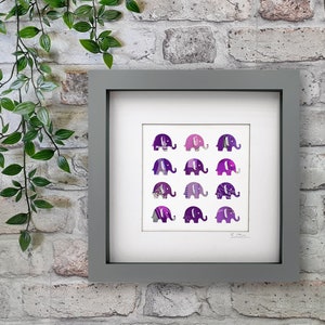 Purple Elephants - Recycled Can Picture, Framed