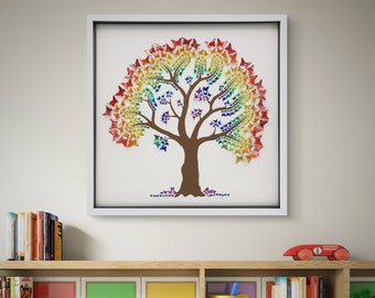 Rainbow Tree - Upcycled Can Picture, Extra Large Framed