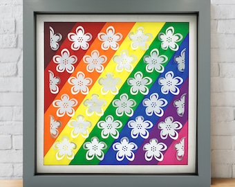 Rainbow Flower Power Upcycled Can Picture, Medium Framed