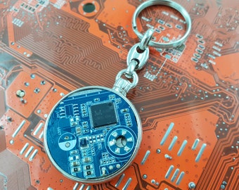 Blue Circuit Board Keyring - Upcycled PCB Keychain