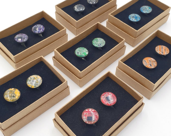 Genuine Circuit Board Cufflinks - Upcycled PCB Cuff links - Choose the colour