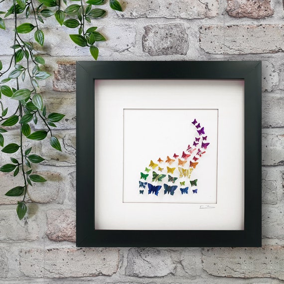 Rainbow Butterfly Swoosh Upcycled//Recycled Aluminium Tin Can Picture//Art Engraving Option