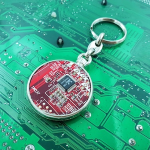 Rot Platine Schlüsselanhänger - Upcycled Platine Schlüsselanhänger