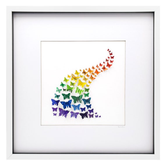 Rainbow Butterfly Swoosh Upcycled//Recycled Aluminium Tin Can Picture//Art Engraving Option