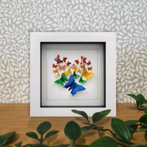 Rainbow Butterfly Heart - Upcycled Can Picture, Mini Frame