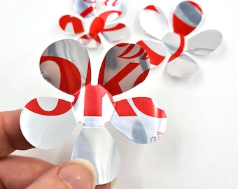 Diet Coke Can Flower Magnets, Upcycled Soda Can Art, Set of 3