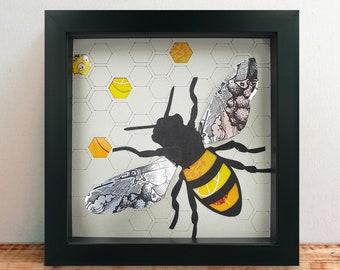 Bee 3D Upcycled Can Picture - Framed