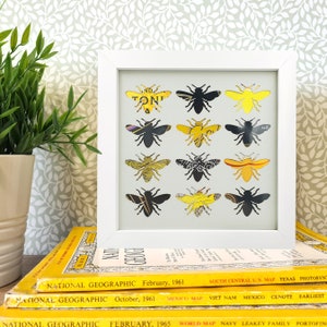 Bumble Bee Upcycled Can Picture - Framed