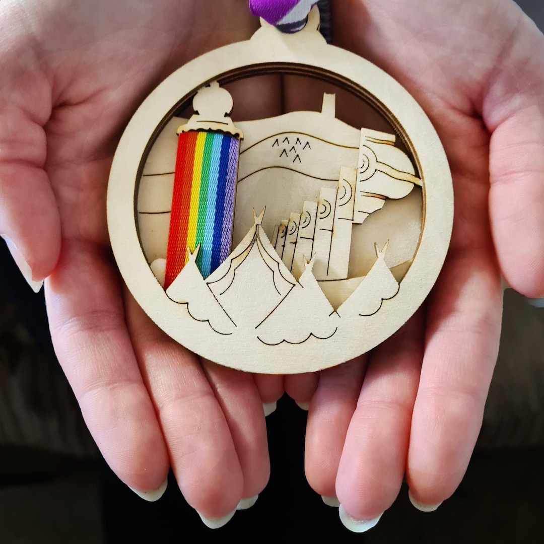 Rainbow Ribbon Festival Baubles, Wristband Keepsake Bauble, Recycle