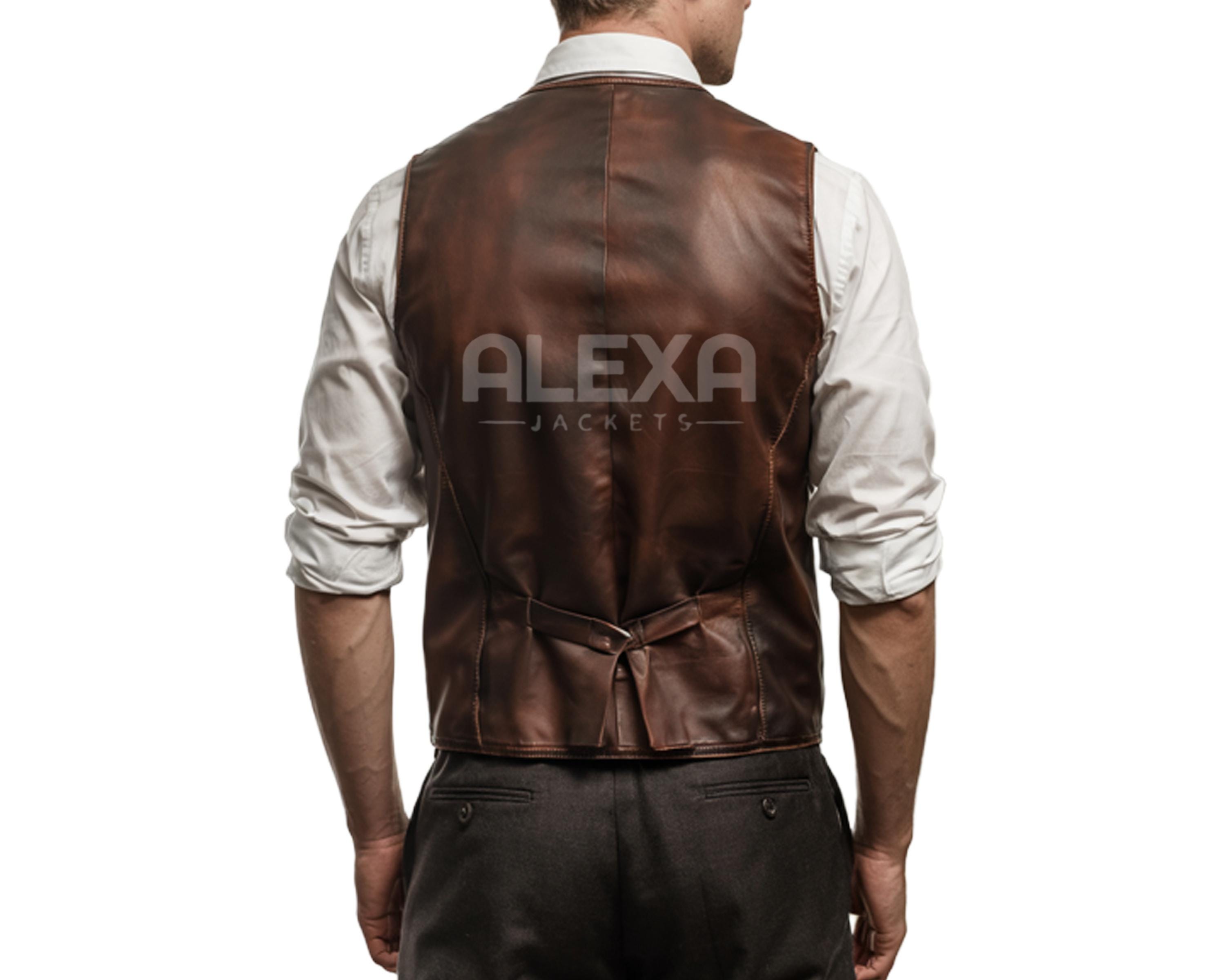 Men’s Distressed Brown Leather Waistcoat Vest – Genuine Leather Vintage ...