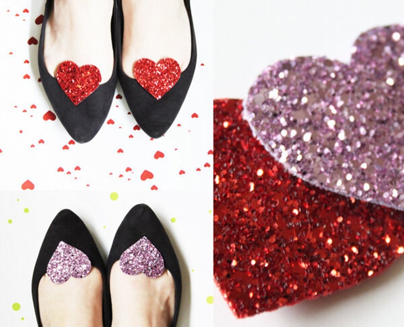 Glitter Heart Shoe Clip Pair Etsy