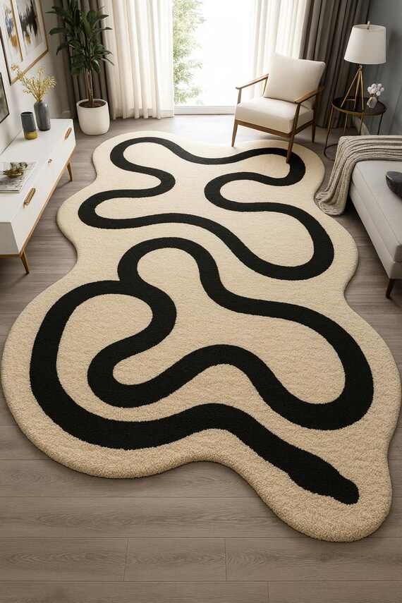 Abstract Wavy Rug | Nordic Minimalist Living Room Carpet