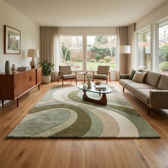 Blue Celestial Wool Rug: Moon, Polka Dot, Handmade Carpet