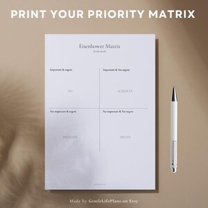 Eisenhower Matrix Printable | Priority Planner PDF | Fillable ...