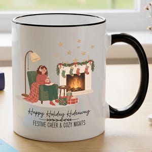 Anpassad julkaffemugg, mysig julmugg för filmkväll, julklappskaffemugg, vinterkaffemugg, festlig present till henne