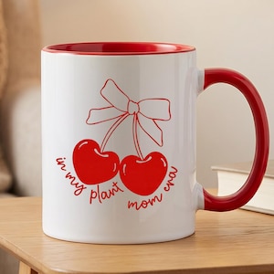 Taza de café personalizada para amantes de las plantas, taza de café con diseño de cereza, taza de regalo botánico para amantes de las plantas, taza de regalo para mamá, taza para amantes de las plantas de interior.