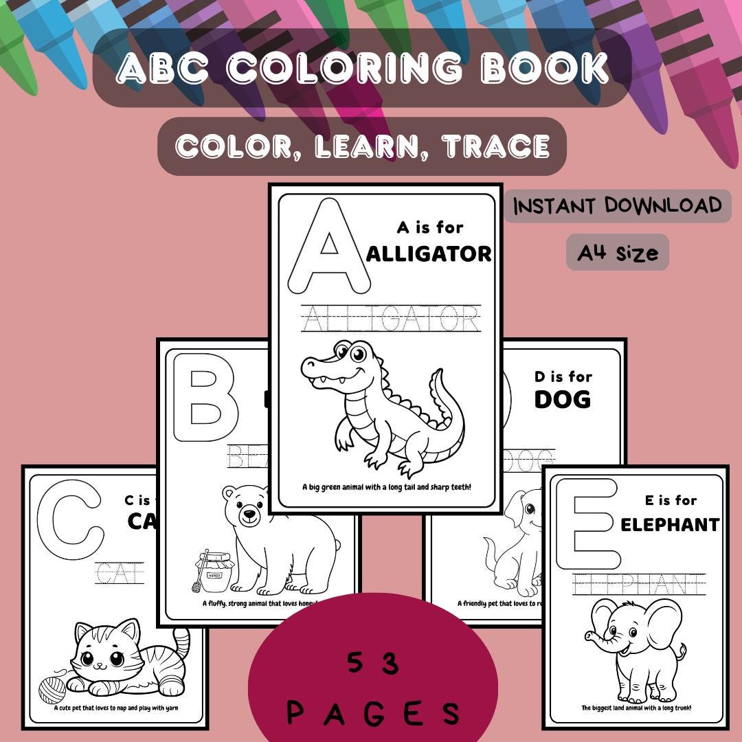 ABC Animal Coloring Book | Printable Toddler Learning - Etsy