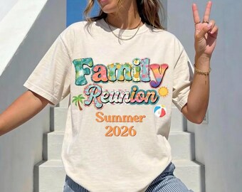 Retro Family Reunion Summer Vacation Graphic Tee, Matching Family Trip Shirt