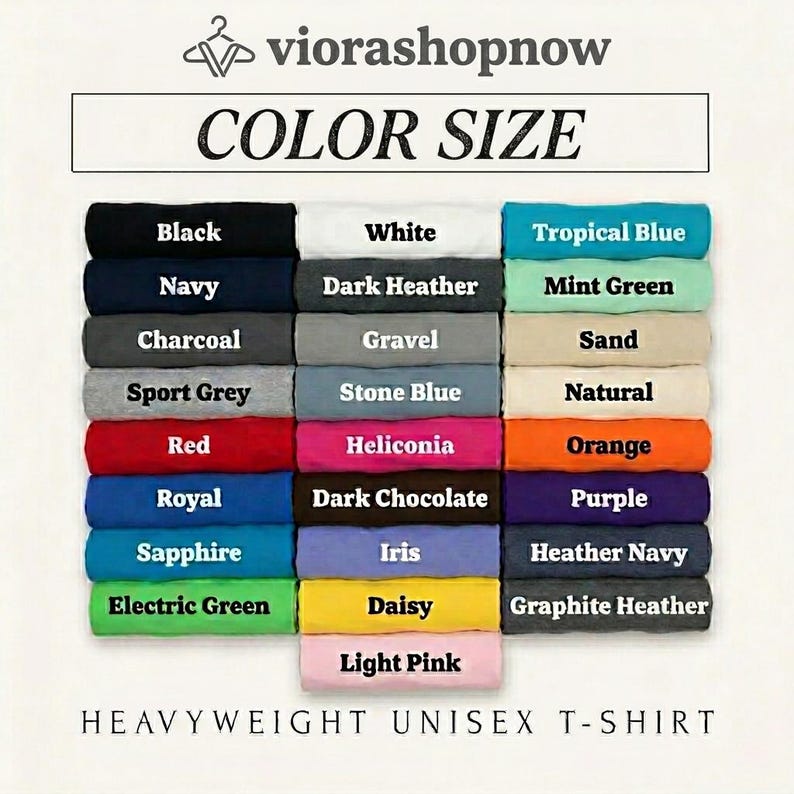 Peut inclure: Un nuancier pour un t-shirt unisexe &eacute;pais de viorashopnow, pr&eacute;sentant vingt-cinq &eacute;chantillons de tissu pli&eacute;s dans diverses couleurs, notamment noir, blanc, bleu tropical, marine, gris chin&eacute; fonc&eacute;, vert menthe, anthracite, gravier, sable, gris sport, bleu pierre, naturel, rouge, h&eacute;liconia, orange, royal, chocolat noir, violet, saphir, iris, marine chin&eacute;, vert &eacute;lectrique, marguerite, gris graphite chin&eacute; et rose clair.