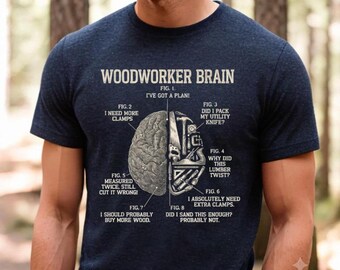 Woodworker Brain Funny Anatomy T-Shirt, Woodworking Enthusiast Gift, Carpenter Humor Tee