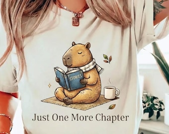Capybara Reading Book Shirt, Cozy Reader Graphic Tee, Book Lover Gift