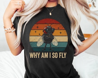 Funny Fly Graphic T-Shirt, Retro Sunset Insect Lover Tee