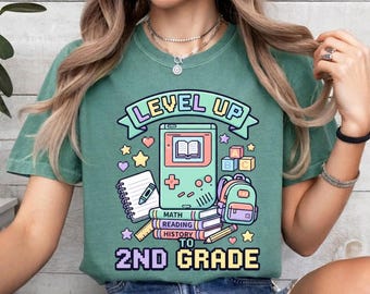 Level Up to 2nd Grade Gamer T-Shirt, Back To School Controller Tee
