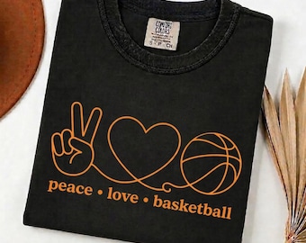 Peace Love Basketball Graphic Tee, Retro Sports Shirt, Unisex Cotton T-Shirt
