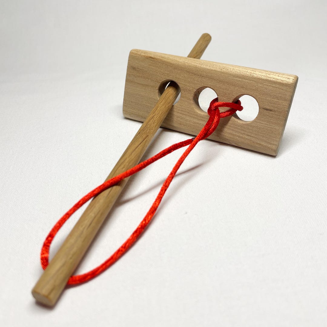 Teaser Rope Hand Line Wooden Rope Puzzle Needle Thread | Intelligence Test Game | Wooden ...